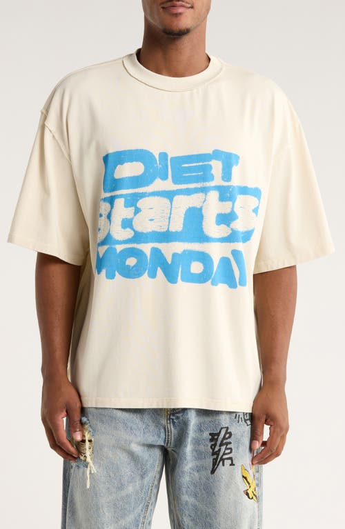 Diet Starts Monday Stencil Logo Cotton Graphic T-shirt In White