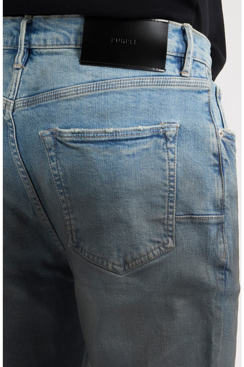 Coated Gradient Skinny Jeans, Alternate, color, MID INDIGO