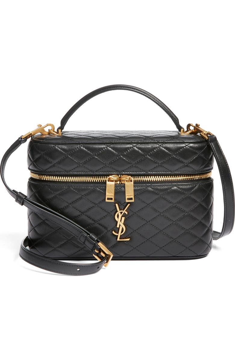 Saint Laurent Large Gaby Quilted Leather Vanity Case, Main, color,