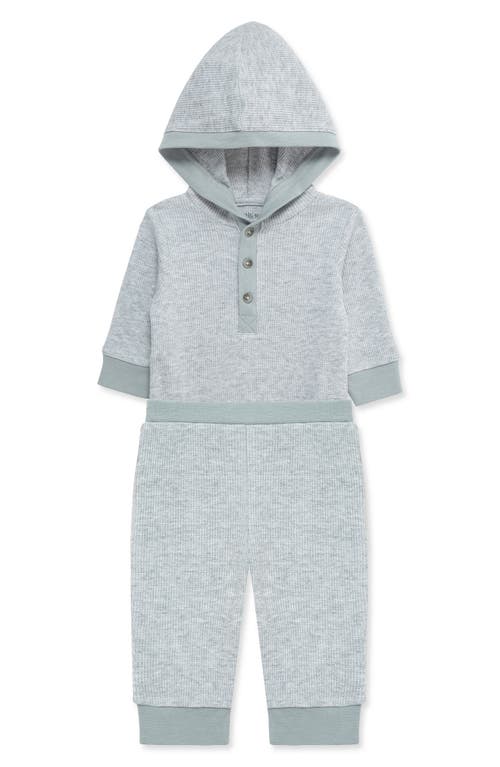 Little Me Waffle Knit Bodysuit & Pants Set In Gray