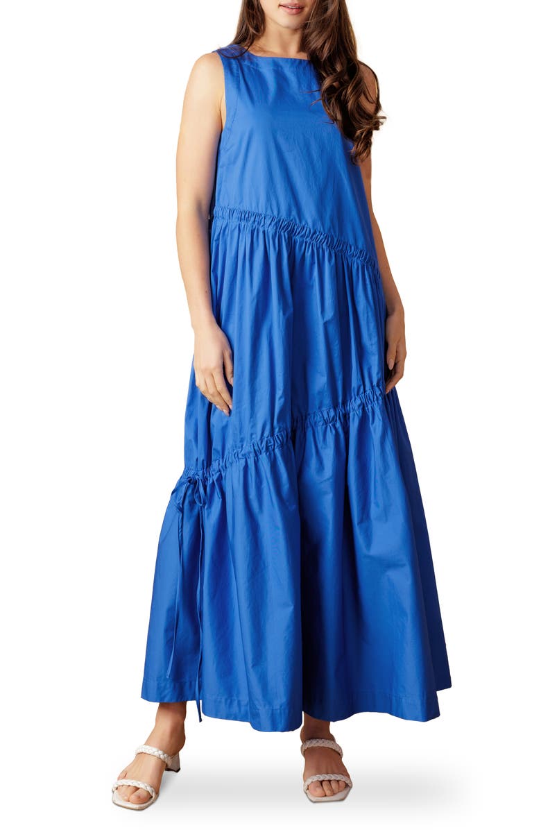 FLYING TOMATO Sleeveless Tiered Cotton Maxi Dress, Main, color, 