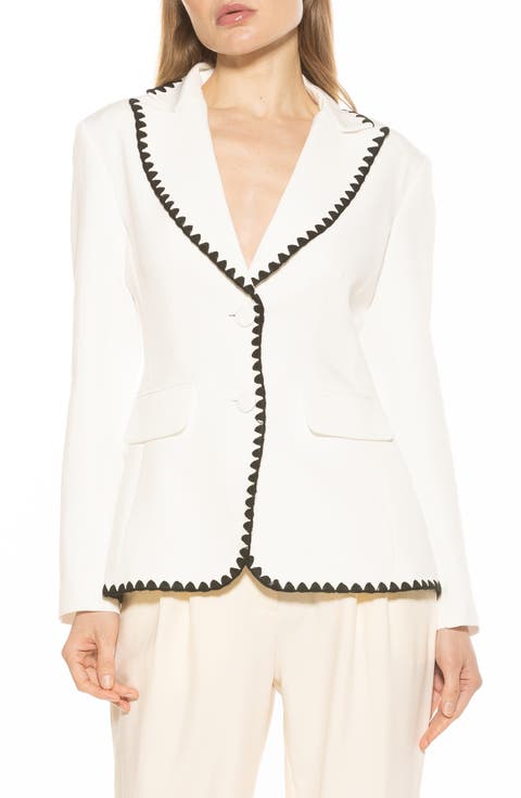 Contrast Embroidered Blazer