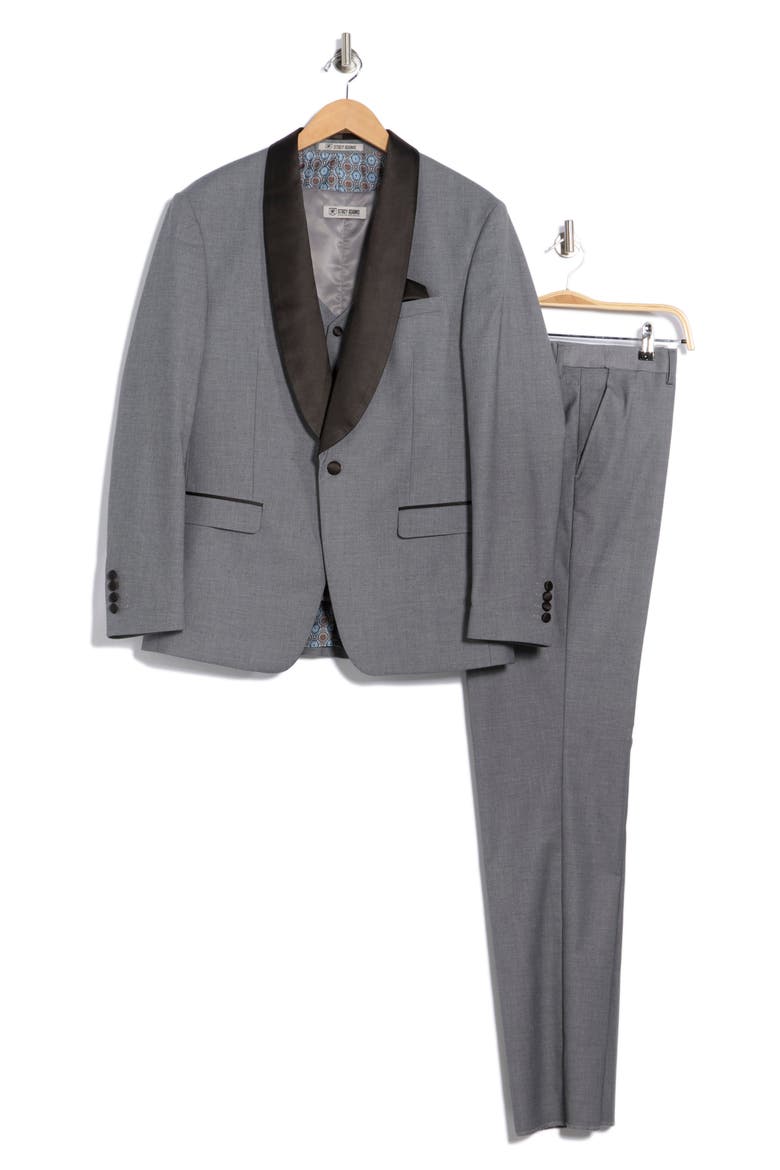 Gray Shawl Collar 3-Piece Tuxedo, Alternate, color, MID GREY