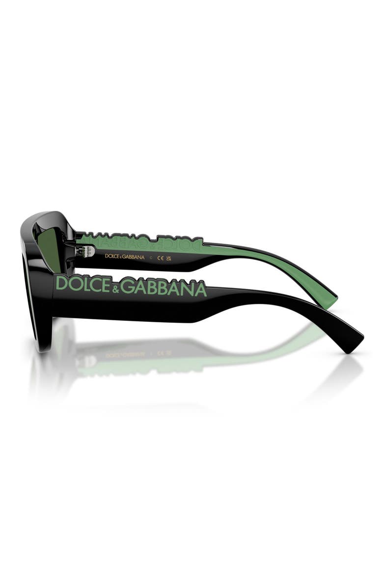 Kids' 118mm Rectangular Shield Sunglasses, Alternate, color, BLACK / DARK GREEN