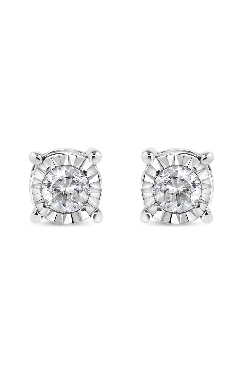 Haus of Brilliance Silver 1/5 Ct Diamond Miracle-Set Stud Earrings, Main, color, White