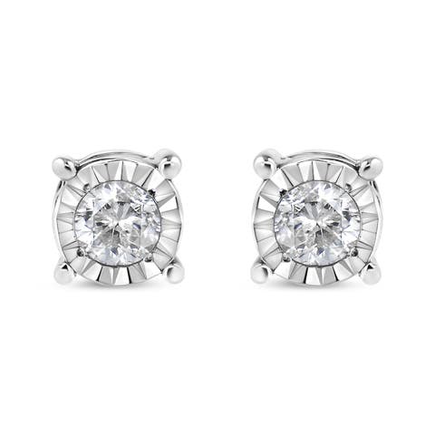 Silver 1/5 Ct Diamond Miracle-Set Stud Earrings