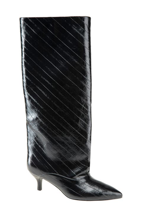 Brisbane Kitten Heel Pointed Toe Knee High Boot