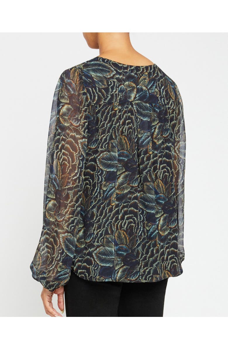 Santorelli DIONE Long Sleeve Button Front Blouse in Printed Georgette, Alternate, color,