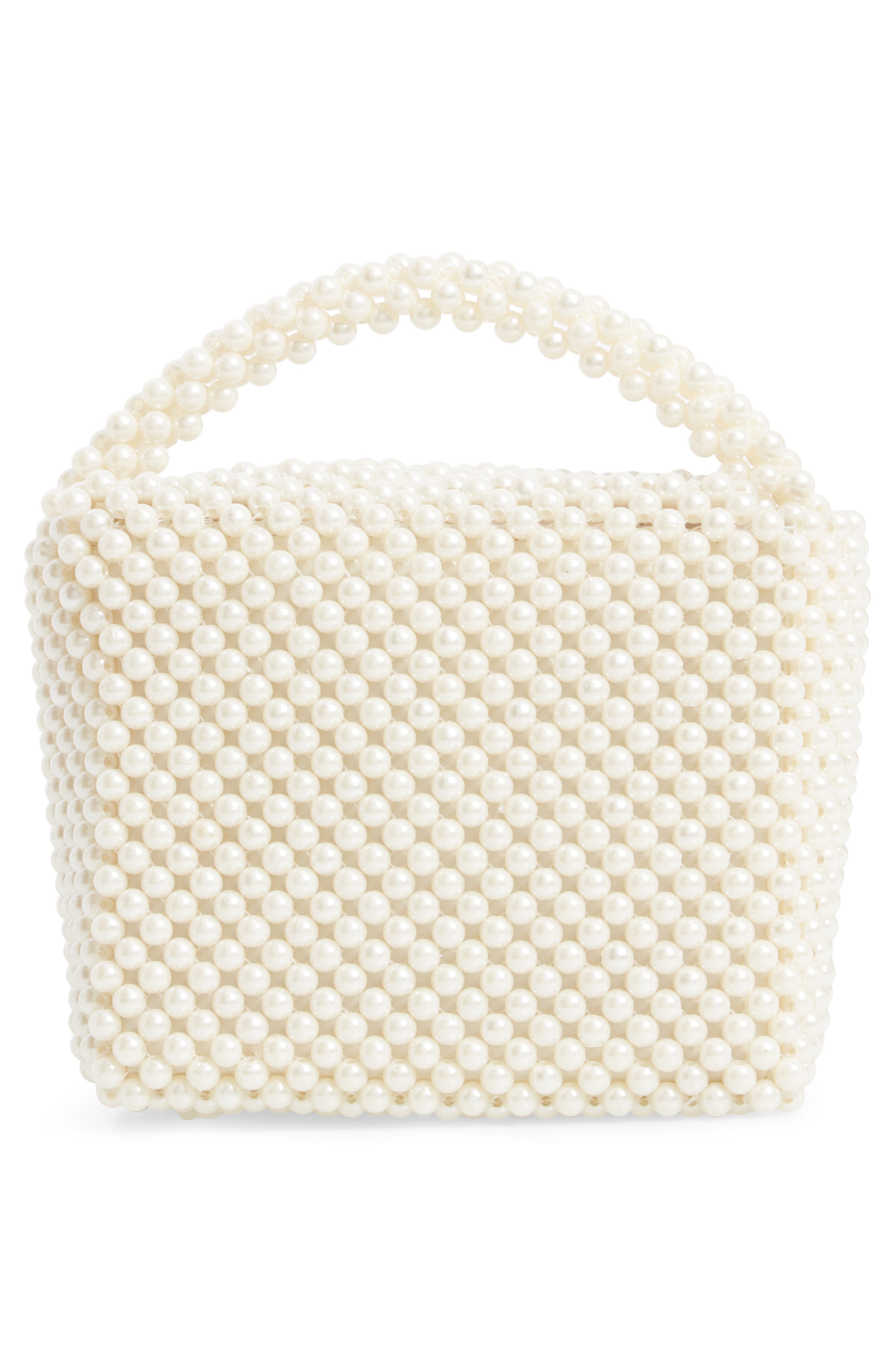 Skinnydip Gia Imitation Pearl Top Handle Handbag, Alternate, color, 