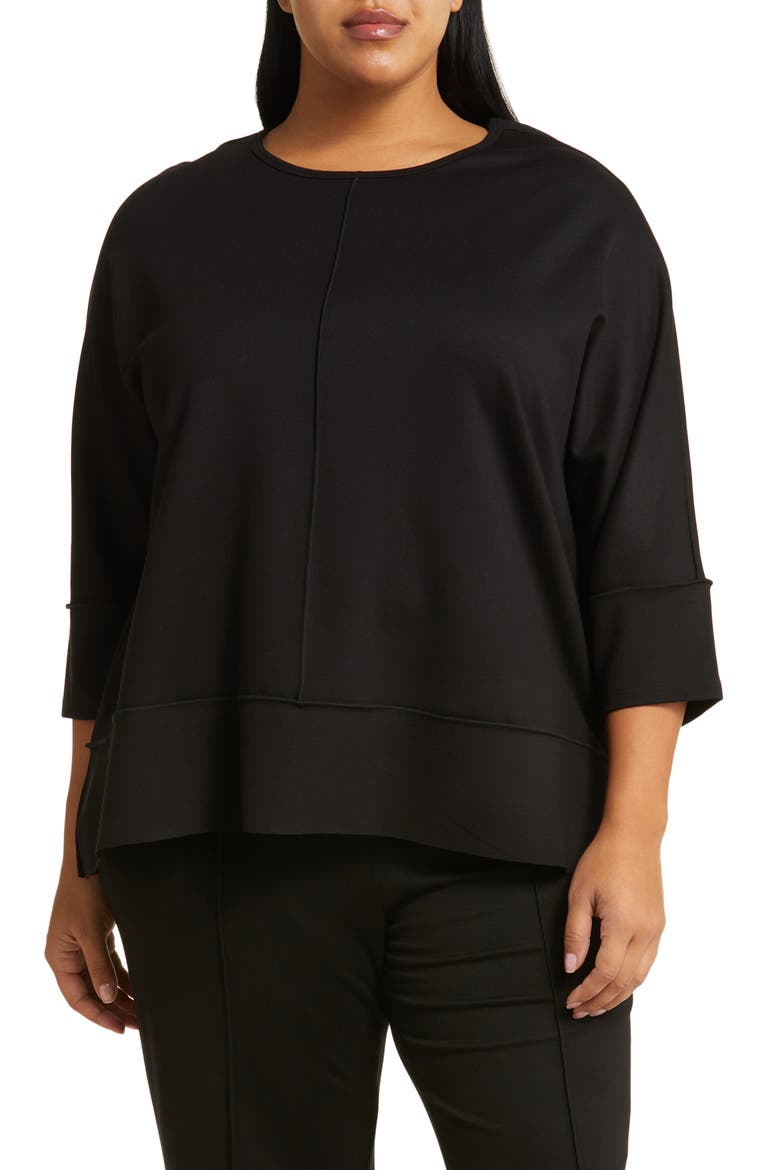 Serenity Three Quarter Sleeve Knit Top, Main, color, JONES BLACK