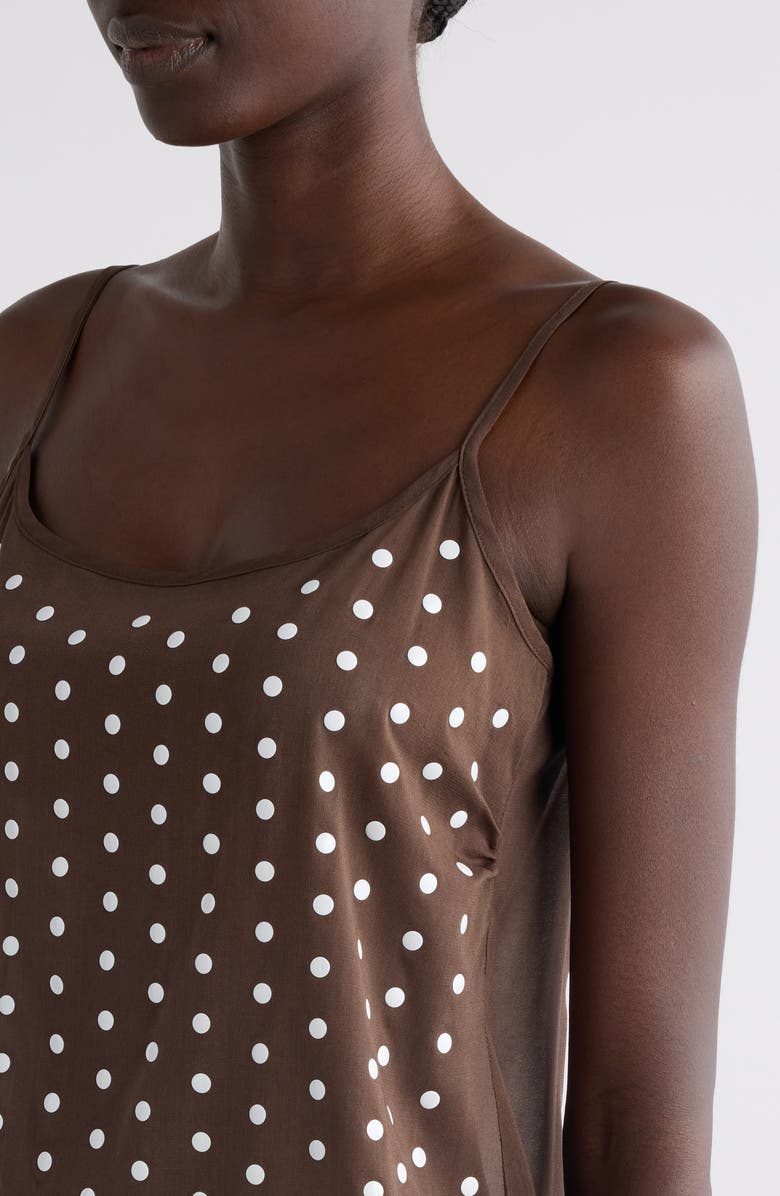 Dries Van Noten Calipso Polka Dot Stretch Silk Camisole, Alternate, color, Brown