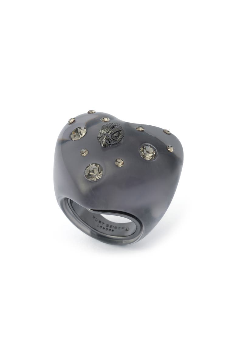 Resin Heart Cocktail Ring, Main, color, BLACK SMOKE