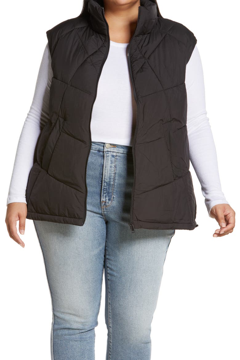 Quilted Puffer Vest, Main, color, BLACK