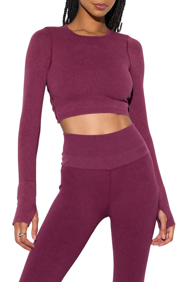 Liberty Mineral Wash Rib Crop Top, Main, color, DARK DAHLIA