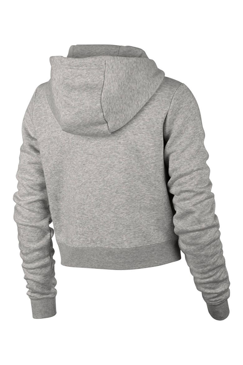 Sportswear Rally Crop Hoodie, Alternate, color, GREY HEATHER/ PALE GREY/ WHITE