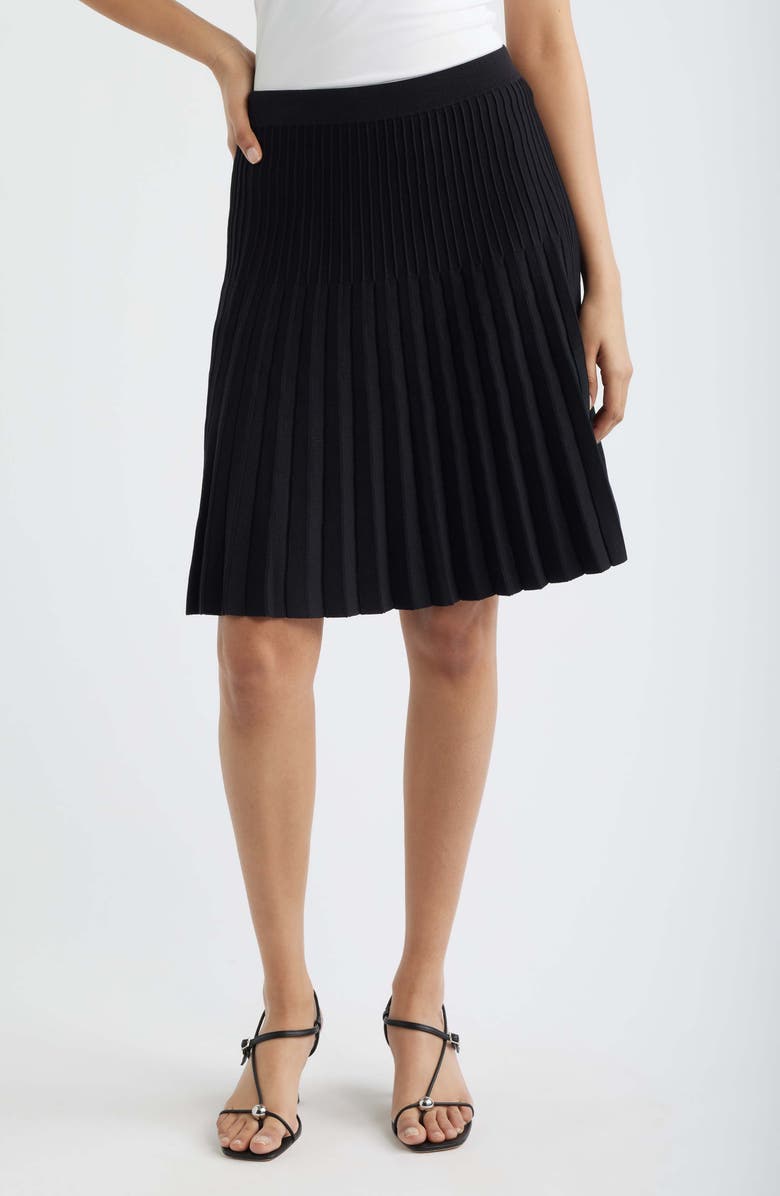Halogen<sup>®</sup> Pleated Knit Skirt, Main, color, Rich Black