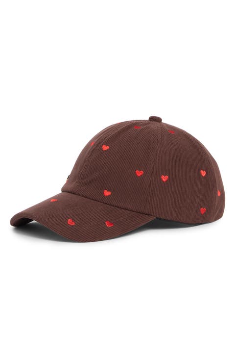 Heart Embroidered Corduroy Baseball Cap