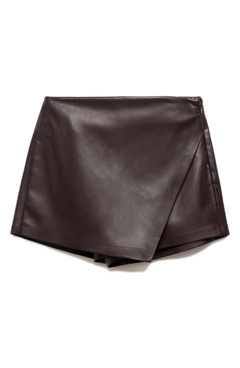 Wrap Faux Leather Skort