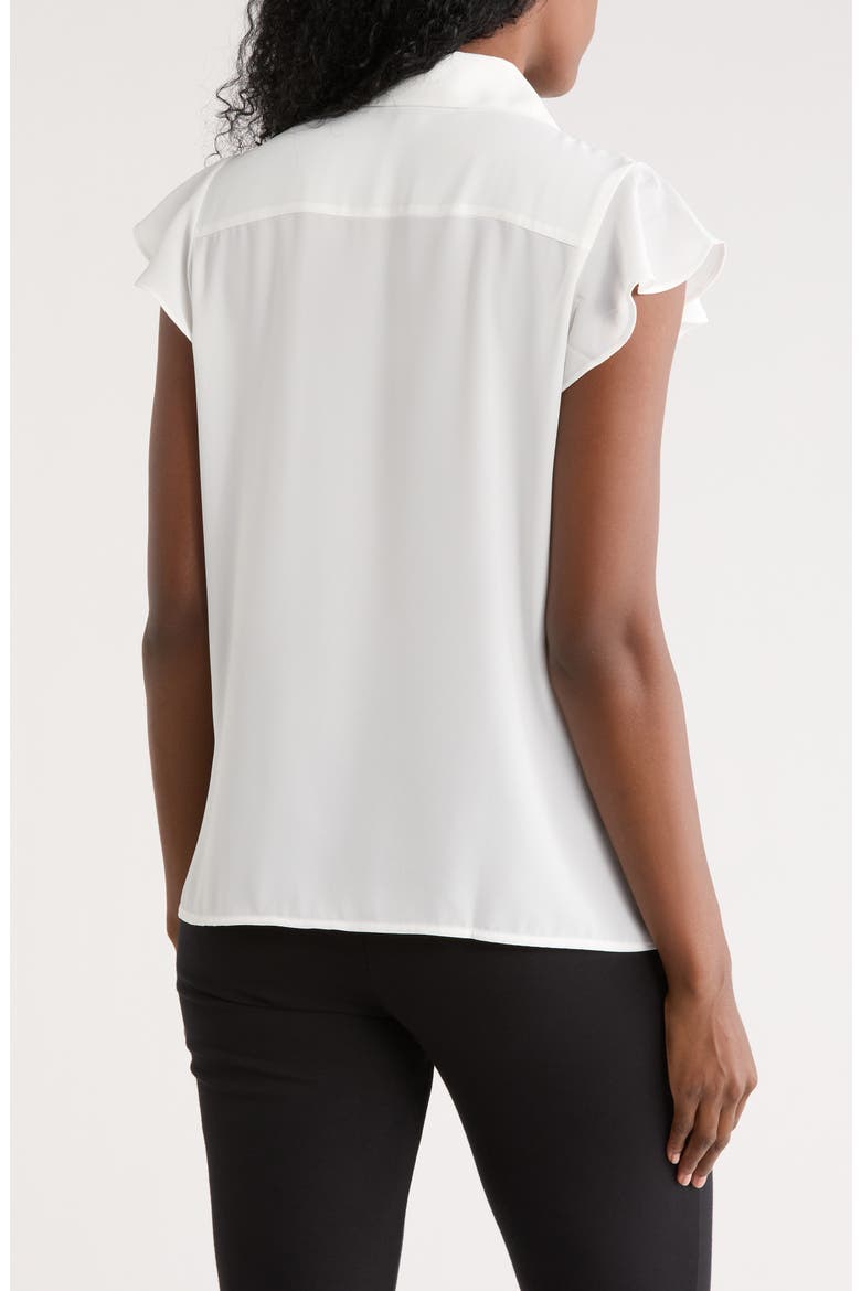 Cap Sleeve Ruffle Button-Up Top, Alternate, color, CREAM
