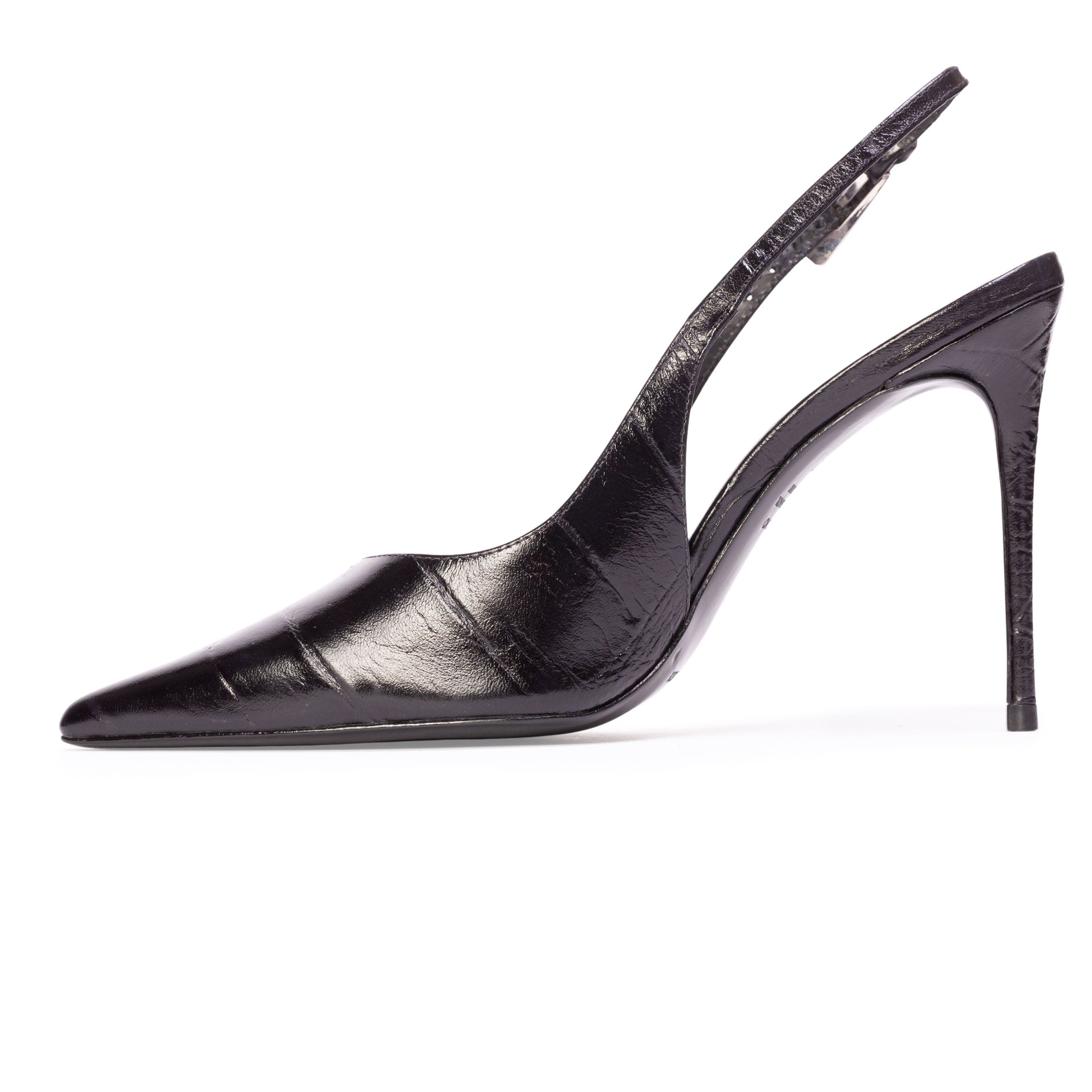 Branca 100 Slingback Pump, Alternate, color, Black Croc Leather