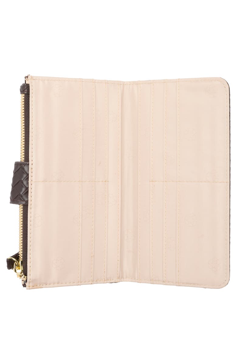 MUNDI SMALL LEATHER GOODS Lottie Woven Wallet, Alternate, color, Espresso