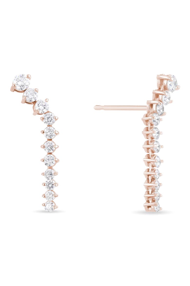 14k Gold Diamond Ear Climbers, Main, color, ROSE GOLD
