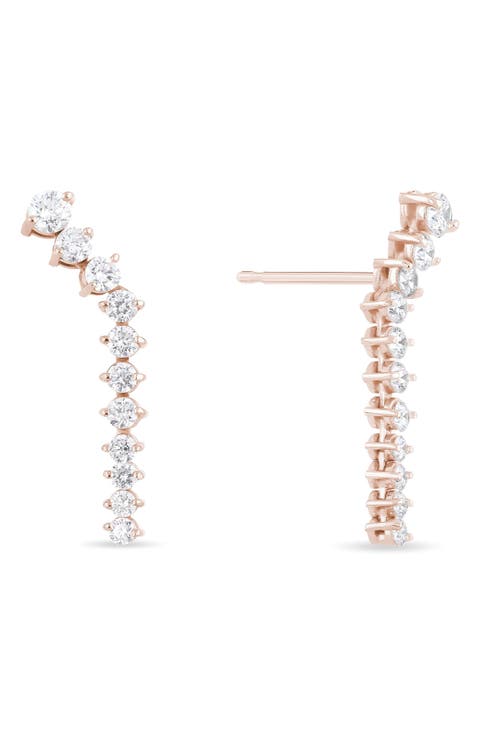 14k Gold Diamond Ear Climbers