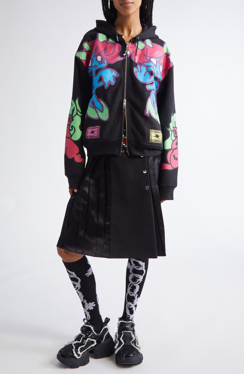 Chopova Lowena Lockhead Belted Cotton Skirt, Alternate, color, Black