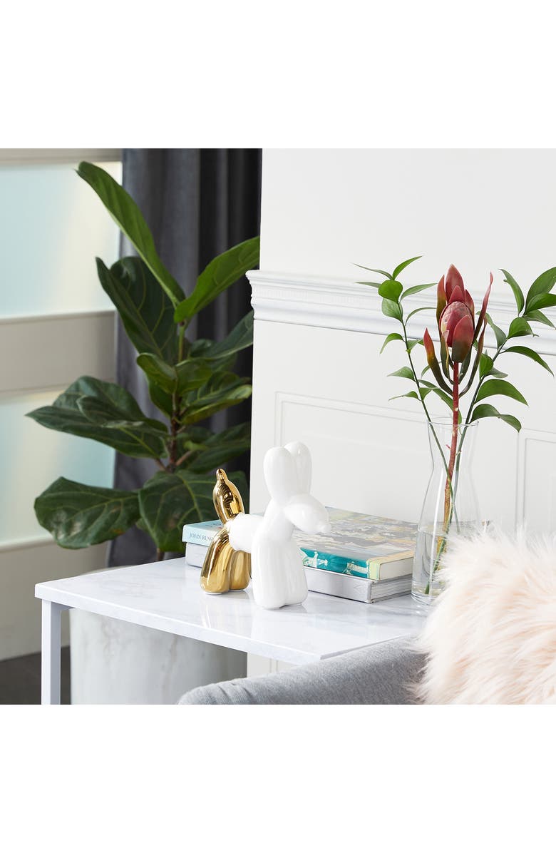 COSMO BY COSMOPOLITAN White Ceramic Balloon Dog Sculpture, Alternate, color, Gold