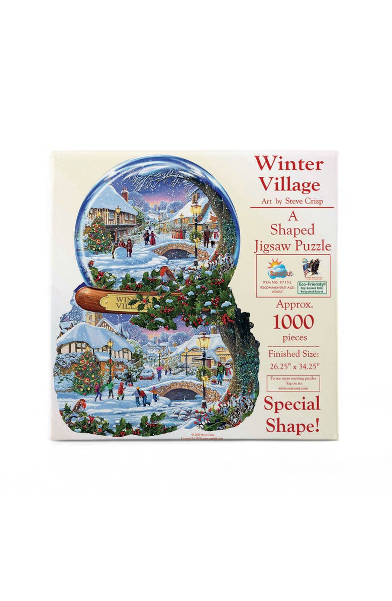 Sunsout Winter Village 1000 piece Jigsaw Puzzle for Adults Special Shape, Alternate, color, Multicolor