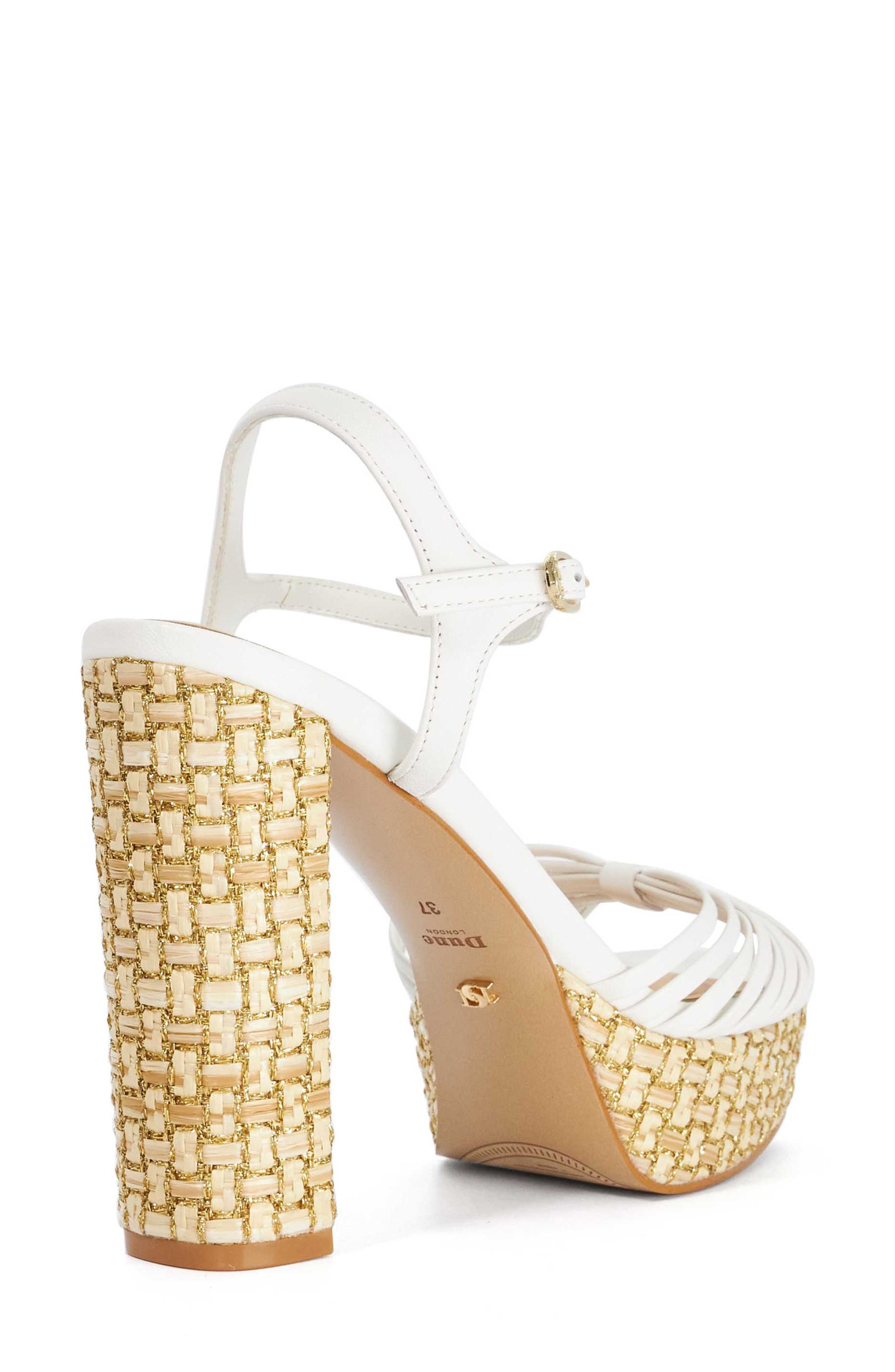 Dune London Minogue Ankle Strap Platform Sandal, Alternate, color, White