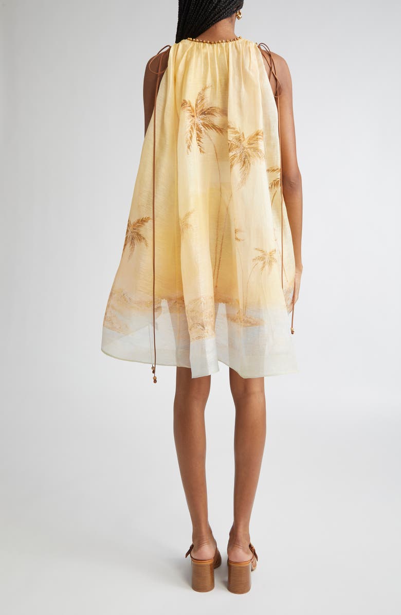 Zimmermann Balance Plunge Neck Linen & Silk Minidress, Alternate, color, 