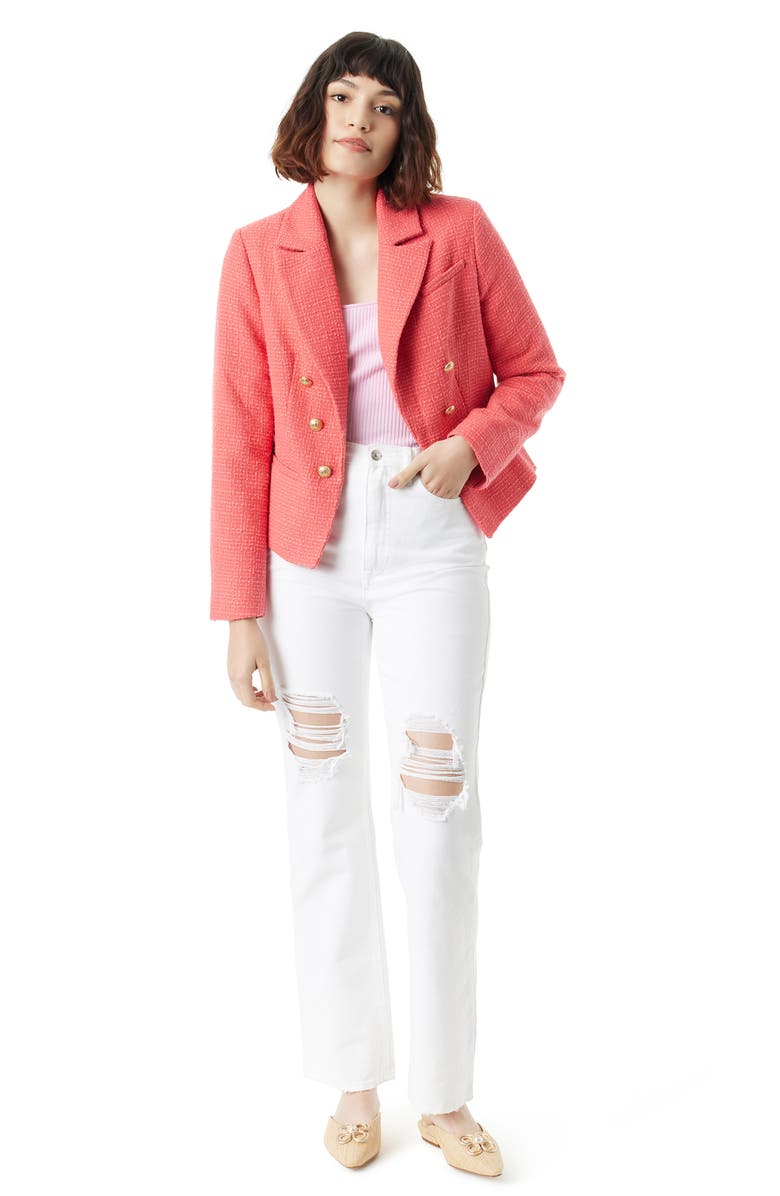 Sam Edelman Cheryl Double Breasted Crop Tweed Blazer, Alternate, color, 