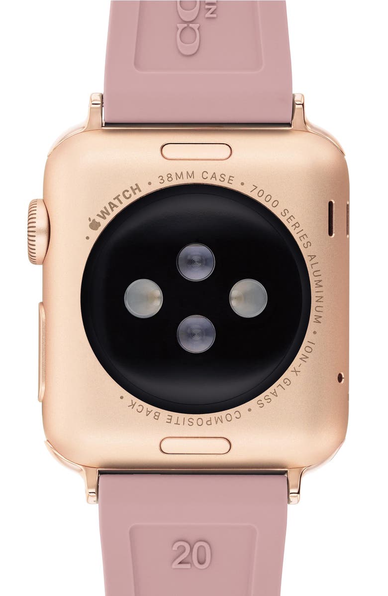 COACH Signature C Rubber Apple Watch<sup>®</sup> Watchband, Alternate, color, Pink