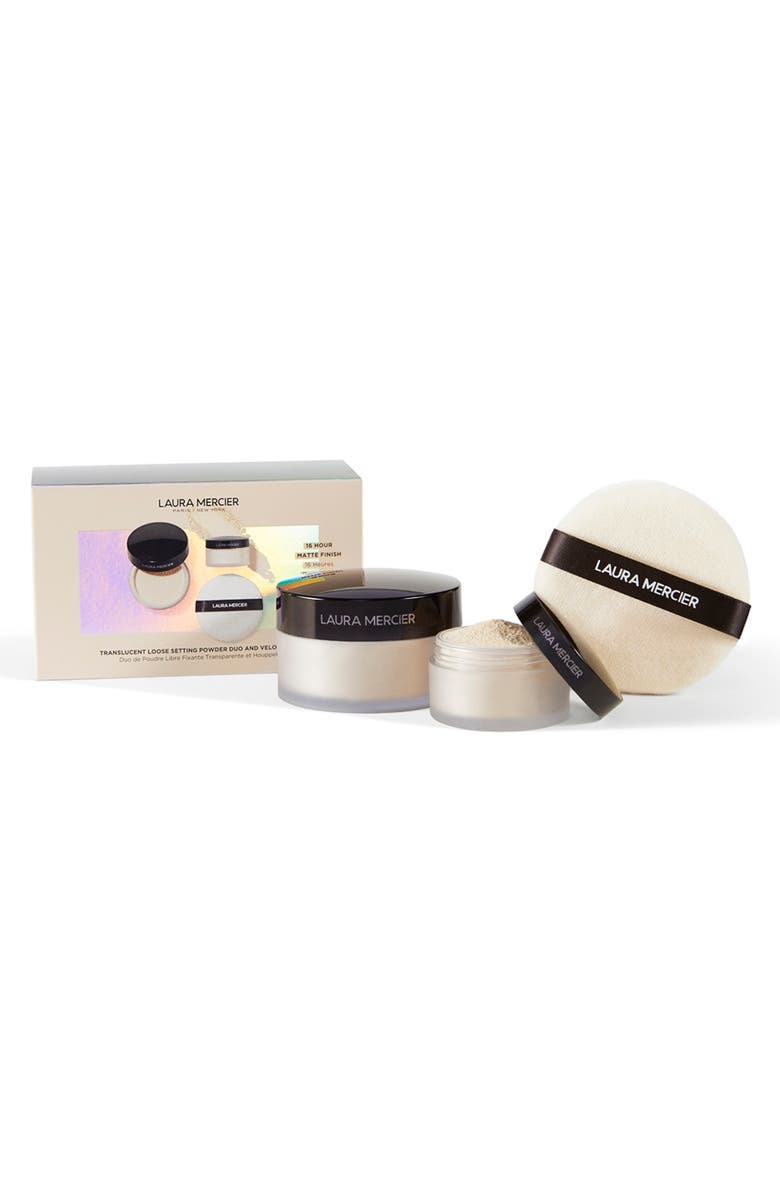 Laura Mercier Translucent Loose Setting Powder Duo & Velour Puff Set $80 Value, Main, color,