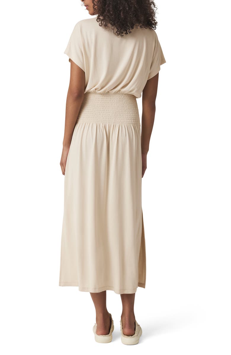 Splendid Giada Smock Waist Sandwash Knit Midi Dress, Alternate, color, Moonstone