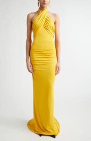 Carolina Herrera Crisscross Halter Gown