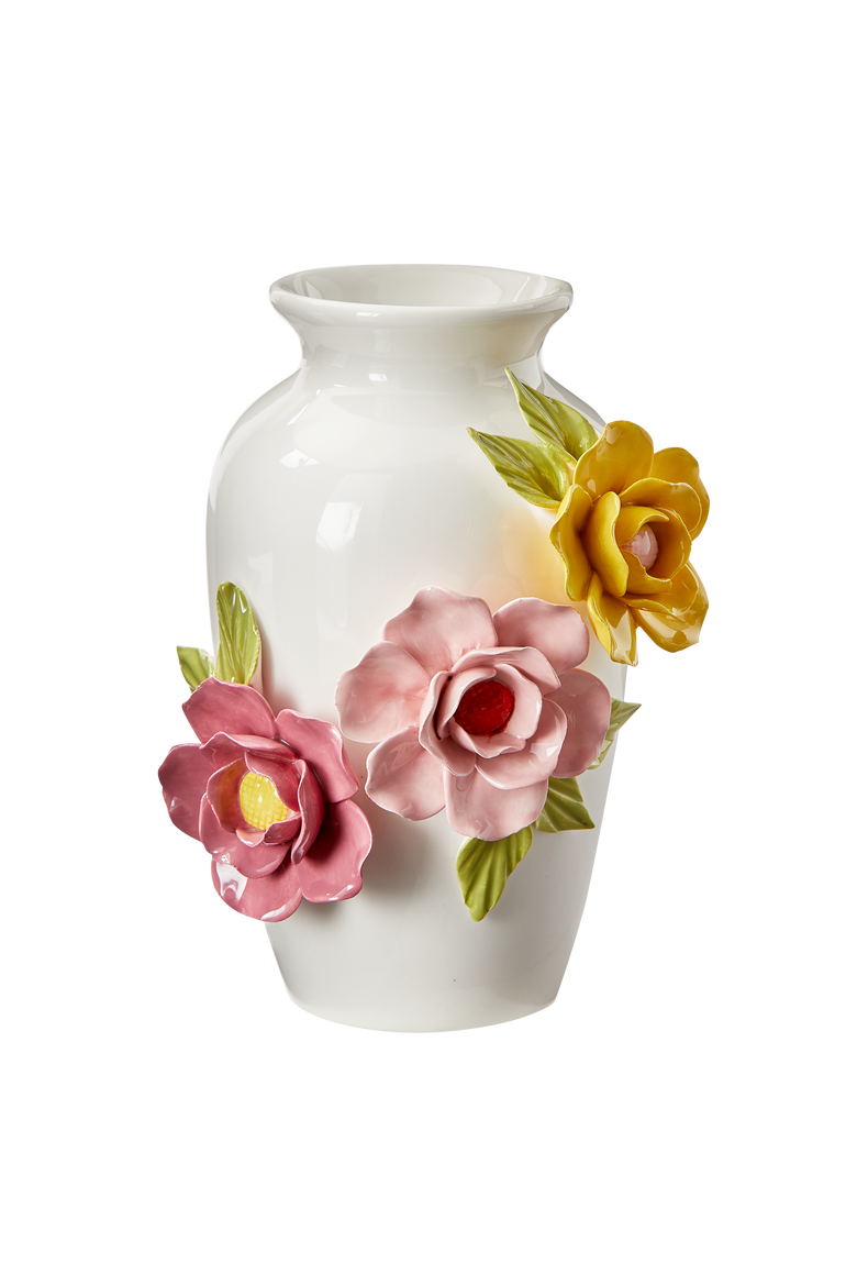 Fiora Decorative Vase - Novelty Everyday Home Decor Accent, Main, color, White