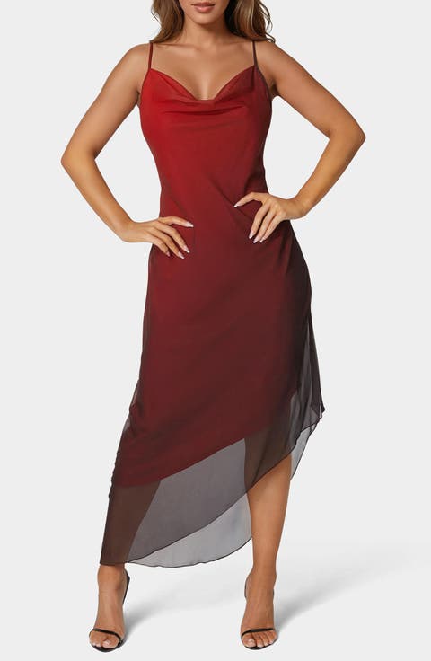 Ombré Chiffon Asymmetric Slipdress