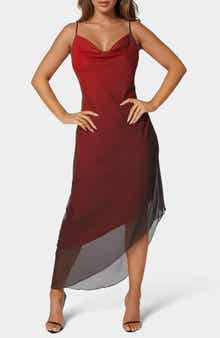 bebe Ombré Chiffon Asymmetric Slipdress