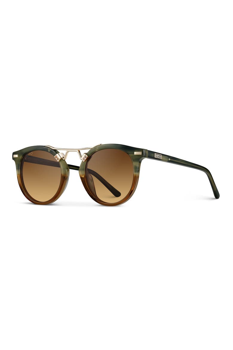 Skyler - 48mm Metal Bridge Round Polarized Sunglasses, Alternate, color, Desert Sage