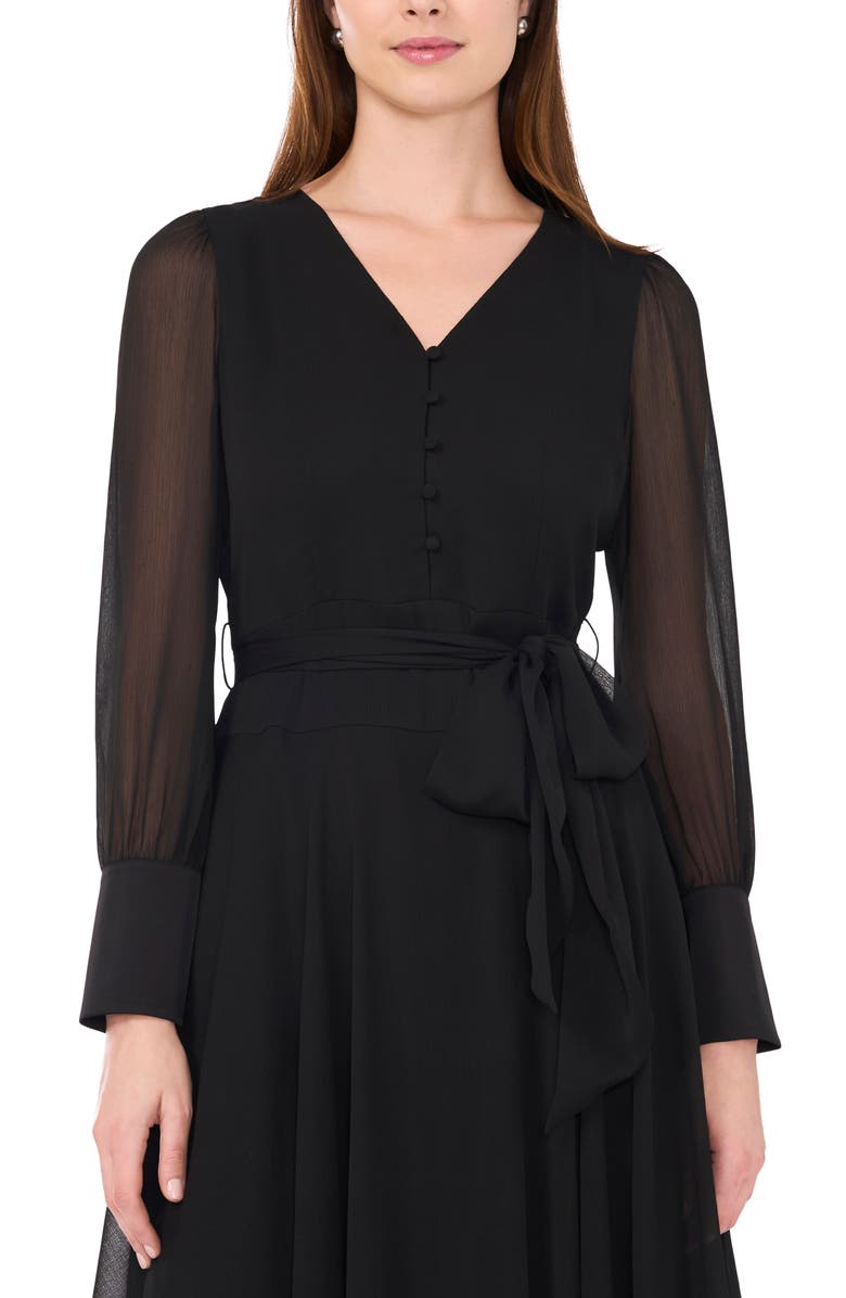 Halogen<sup>®</sup> Tie Waist Long Sleeve Maxi Dress, Alternate, color, Rich Black