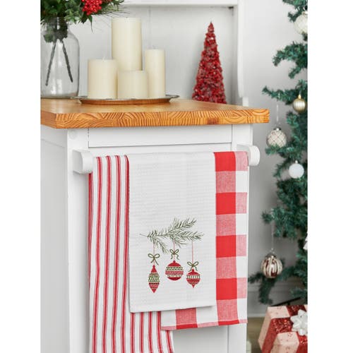 C & F Home C&f Home 27" X 18" Christmas Ornaments Embroidered Cotton Waffle Weave Kitchen Dishtowel In White