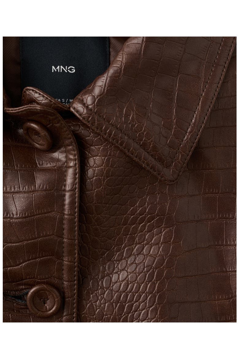 Dundee Croc Embossed Faux Leather Jacket, Alternate, color, BROWN