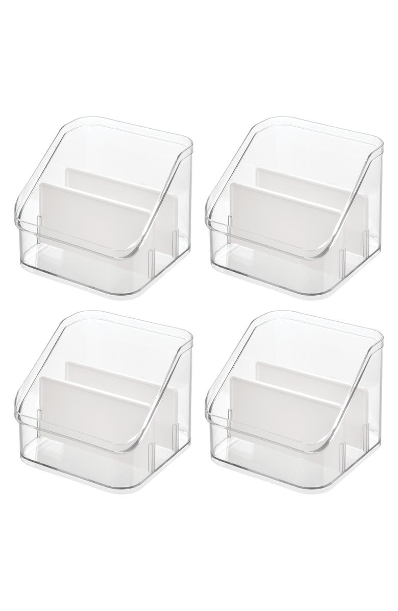 iDesign 3-Section Divided Pantry Organizer - Set of 4 - Clear/White, Main, color, White