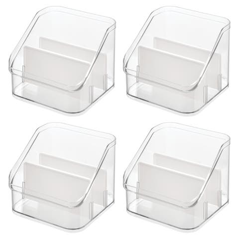 3-Section Divided Pantry Organizer - Set of 4 - Clear/White