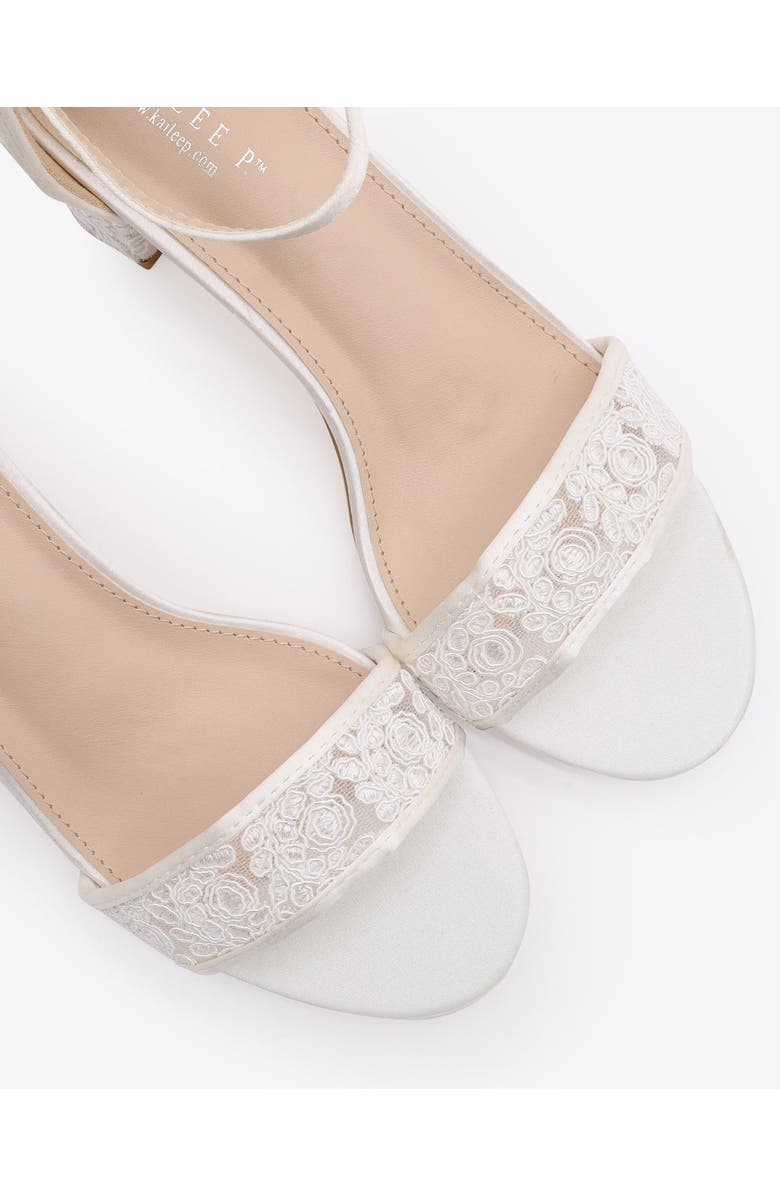 Kailee P Jackie Crochet Lace Block Heel Wedding Sandals, Alternate, color, White