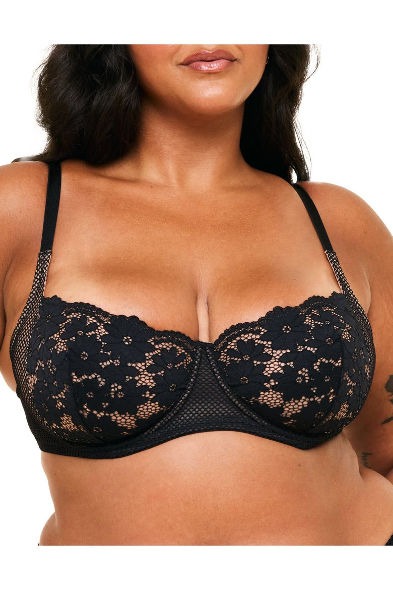Roxanne Unlined Balconette Bra, Main, color, Black