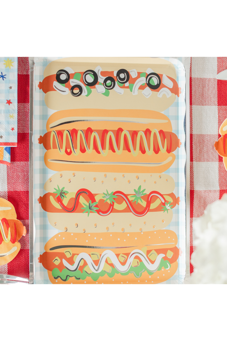 Patriotic Hot Dog Platter Shaped Plates, Alternate, color, Assorted Pre-Pack