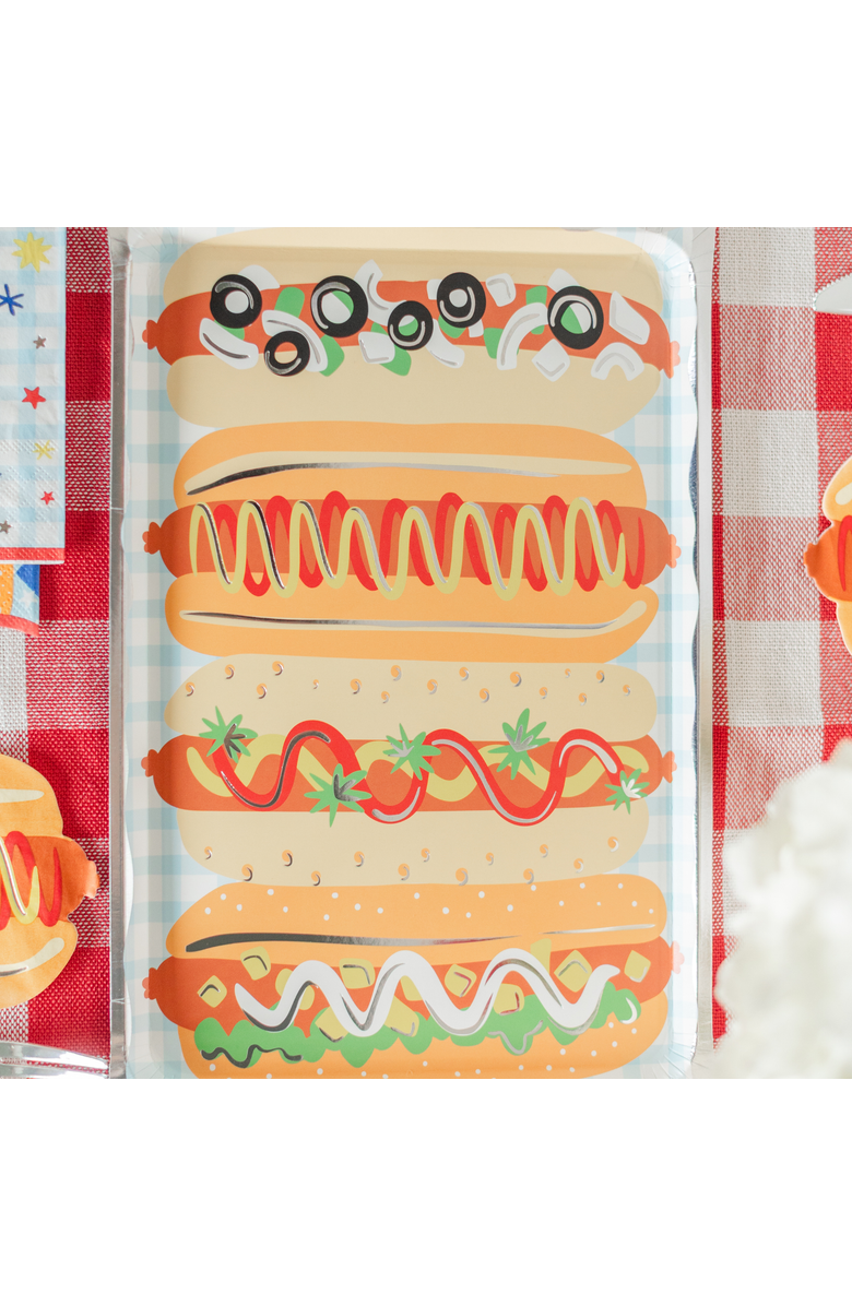 Jollity & Co. 4th of July Patriotic Hot Dog Platter Shaped Plates, Alternate, color, Assorted Pre-Pack